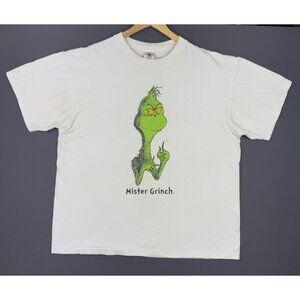 Vintage Y2K The Grinch Movie Cartoon Promo Rare Size XL Tee Christmas Art